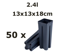 13x13x18CM 2,4L vazonas tinkliniu dugnu QUADRO su apsauga nuo šaknų susisukimo, 50vnt.