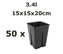 15x15x20CM 3,4L vazonas QUADRO su apsauga nuo šaknų susisukimo, 50vnt.