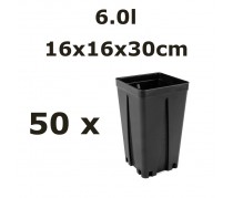 16x16x30CM 6,0L vazonas QUADRO su apsauga nuo šaknų susisukimo, 50vnt.