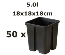 18x18x18CM 5,0L vazonas QUADRO su apsauga nuo šaknų susisukimo, 50vnt.