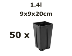 9x9x20CM 1,4L vazonas QUADRO su apsauga nuo šaknų susisukimo, 50vnt.