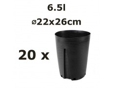 20x26cm 6,5l vazonas Vivaio Lungo su apsauga nuo šaknų sukimosi, juodas, 20vnt.