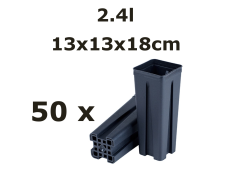 13x13x18CM 2,4L vazonas tinkliniu dugnu QUADRO su apsauga nuo šaknų susisukimo, 50vnt.