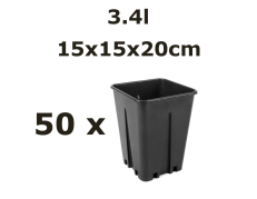 15x15x20CM 3,4L vazonas QUADRO su apsauga nuo šaknų susisukimo, 50vnt.
