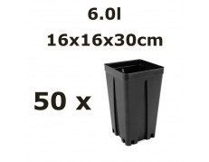 16x16x30CM 6,0L vazonas QUADRO su apsauga nuo šaknų susisukimo, 50vnt.