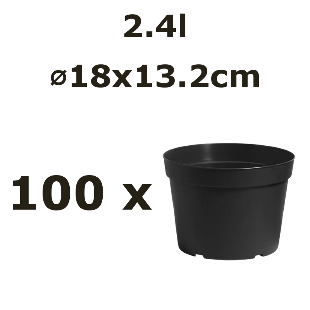 Nicoli 2,4l vazonas BASIC 18cm juodas, 100vnt.