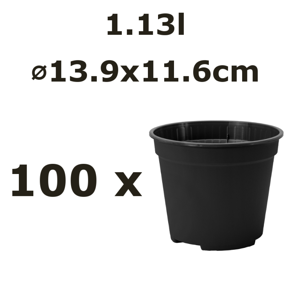 Nicoli 1,13l vazonas VASO FIT 14cm juodas, 100vnt.